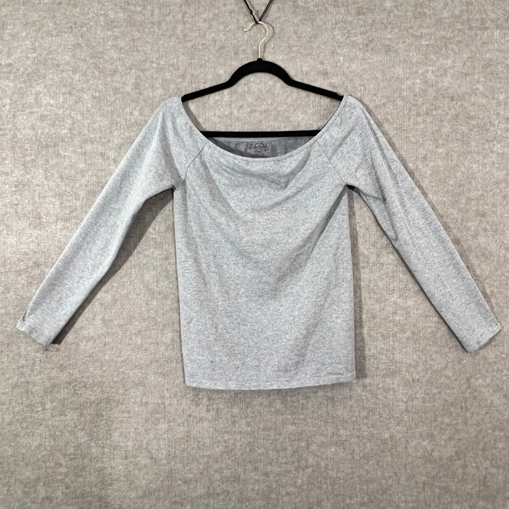 Free People Intimately Top Womens M/L Gray Long Sleeve Off Shoulder Minimalist